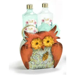 CESTA BAÑO NATURAL BUHO MTALICO