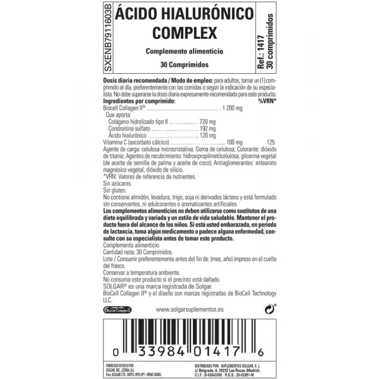 ÁCIDO HIALURÓNICO COMPLEX 30 CÁPSULAS