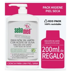 PACK  EMULSIÓN SIN JABÓN CON ACEITE DE OLIVA 1L+ 200ML DE REGALO
